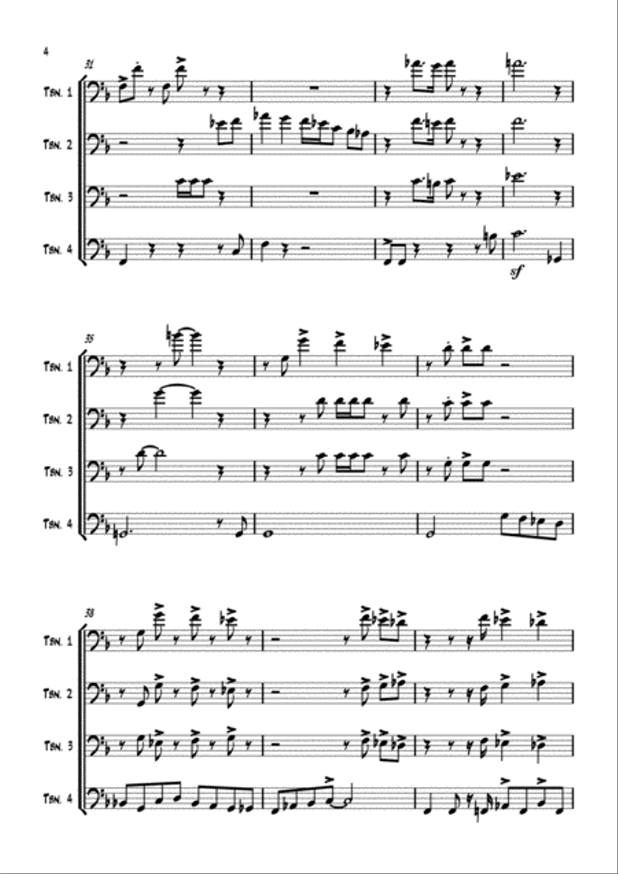 Not a Bb ballad - trombone quartet with odd-metering skills Trombone Quartet scores gallery preview page 5