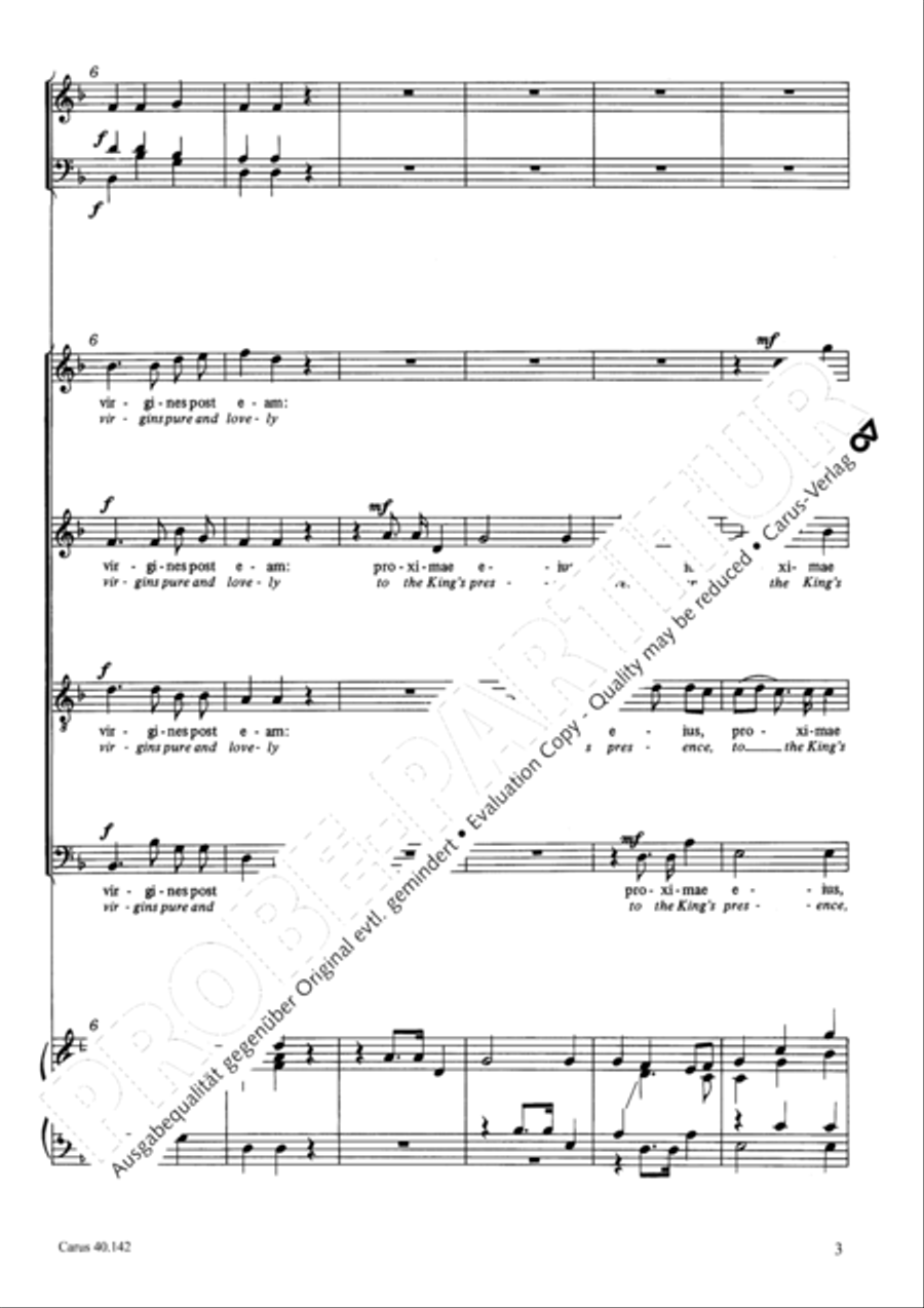 Afferentur (There were brought in gladness virgins pure and lovely) 4-Part scores gallery preview page 4