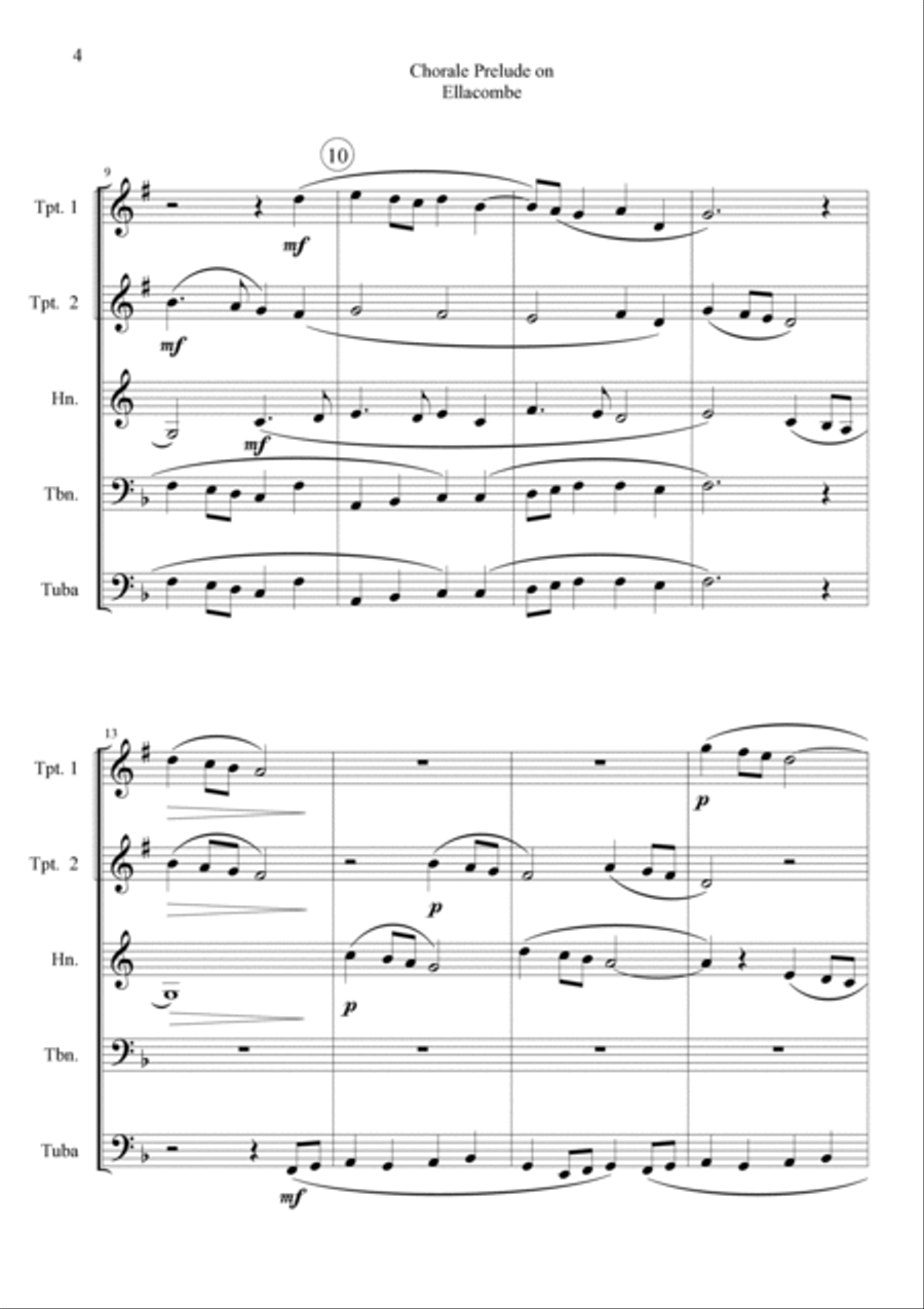 Chorale Prelude on Ellacombe - Brass Quintet Brass Quintet scores gallery preview page 4