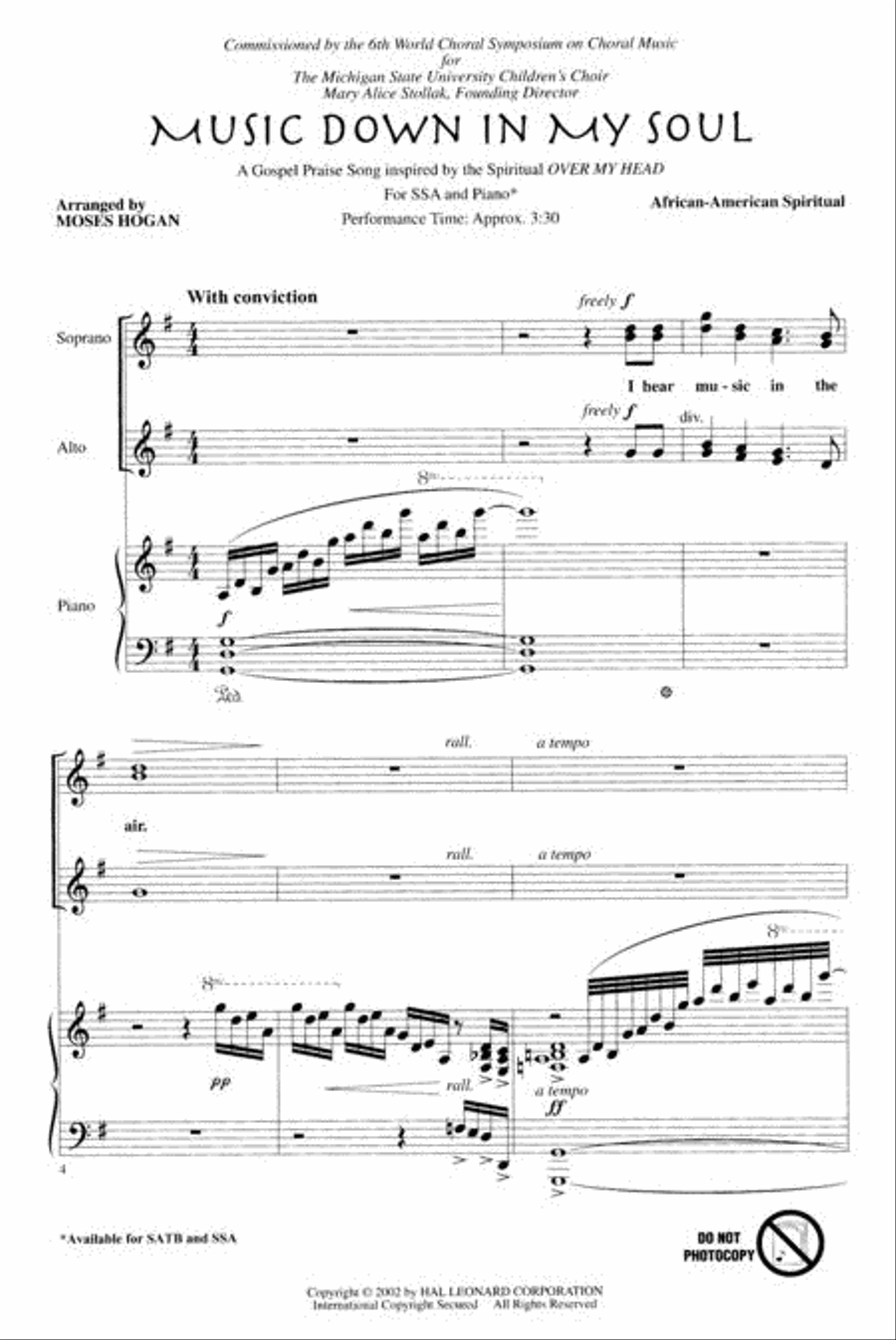 Music Down in My Soul SSA scores gallery preview page 2