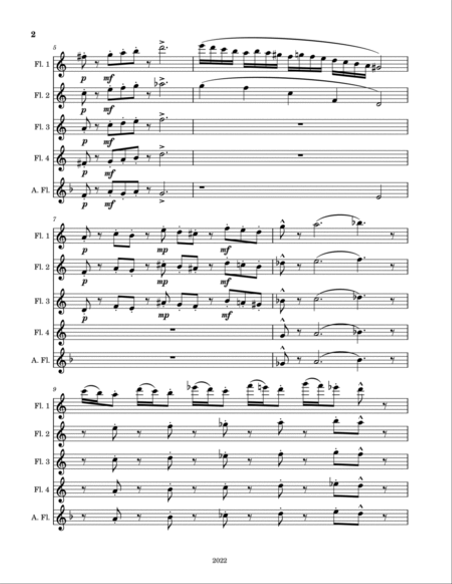 Flute Quintet No. 6302 Woodwind Quintet scores gallery preview page 2