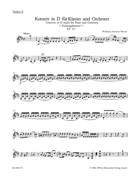 Concerto in D major for Piano and Orchestra  Coronation Concerto   No. 26