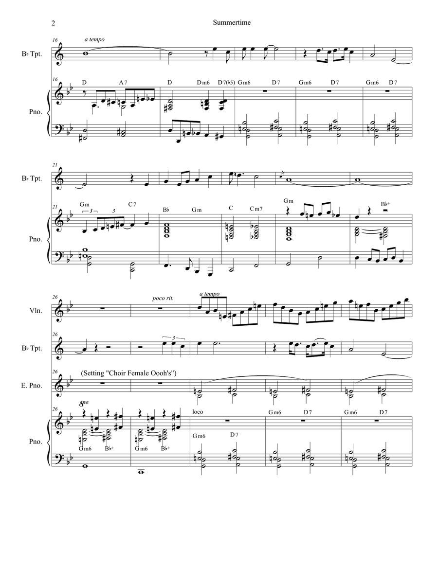 Summertime B-Flat Trumpet scores gallery preview page 2