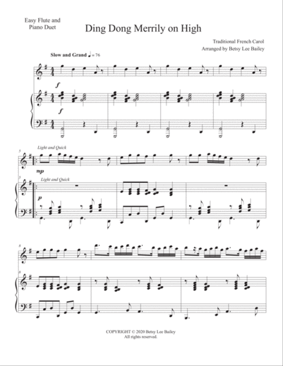 Ding Dong Merrily on High Flute Solo scores gallery preview page 1