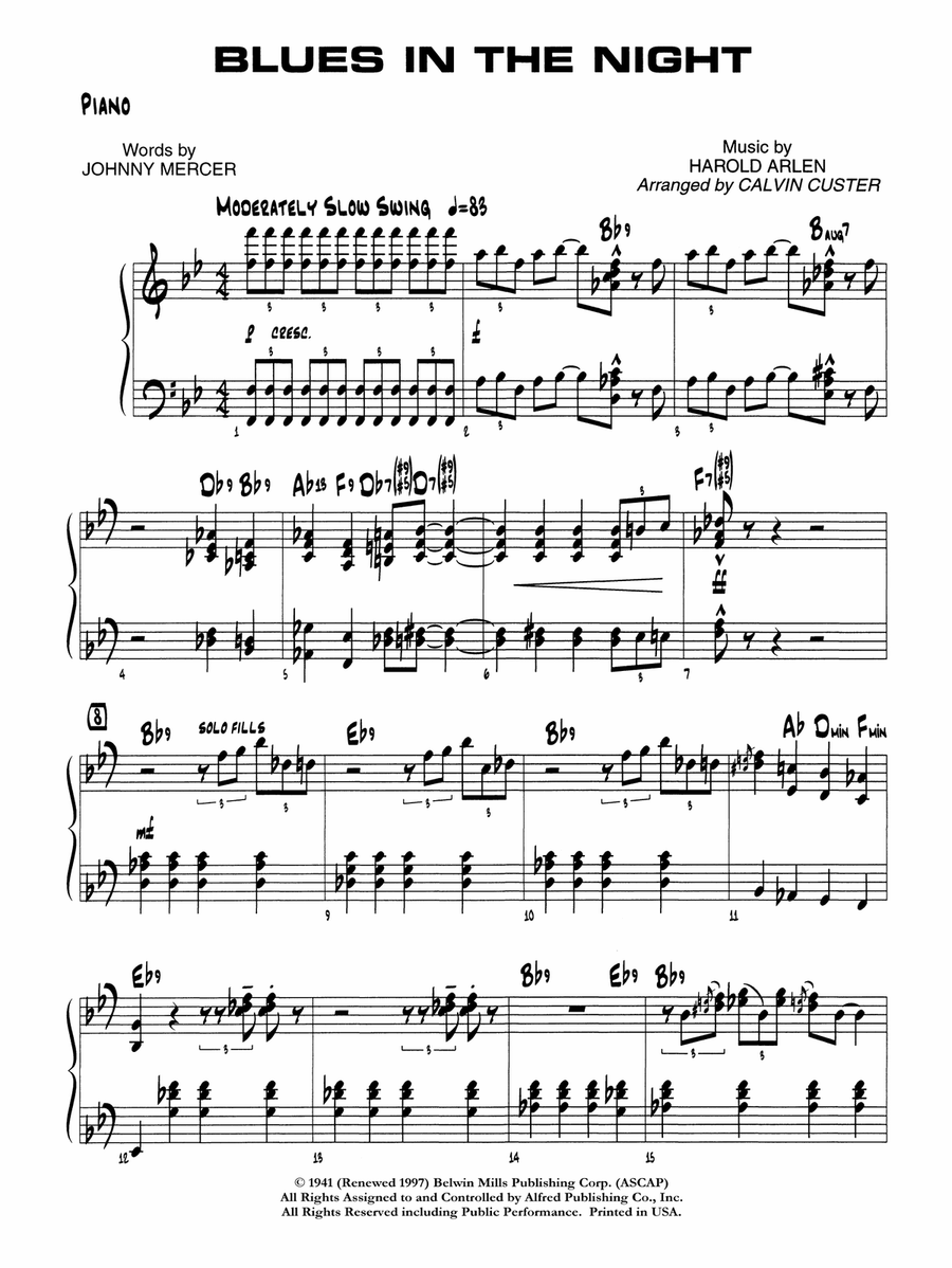 Blues in the Night: Piano Accompaniment
