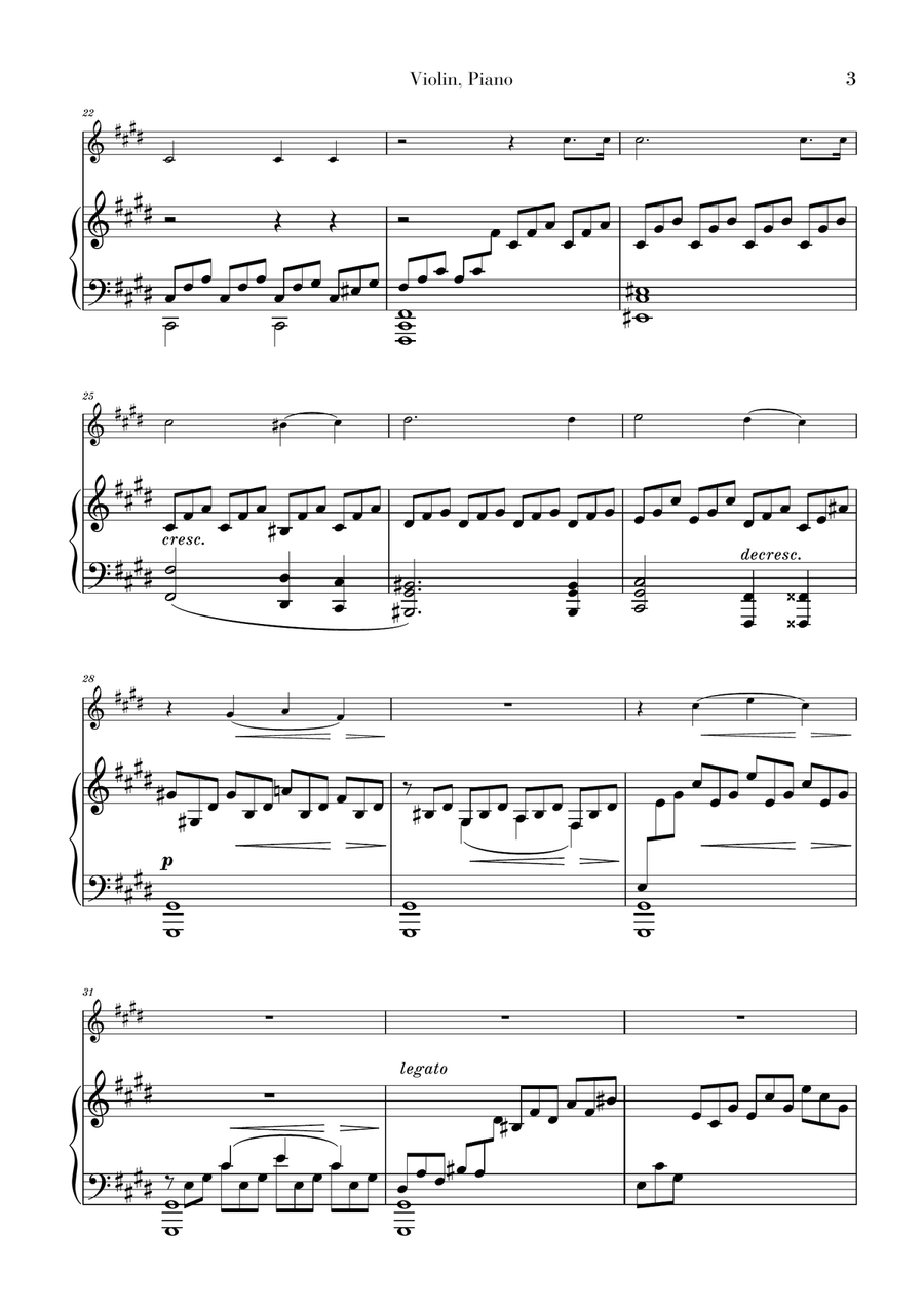 Moonlight Sonata for Violin and Piano duet Moonlight Sonata for Violin and Piano duet Violin Solo scores gallery preview page 3