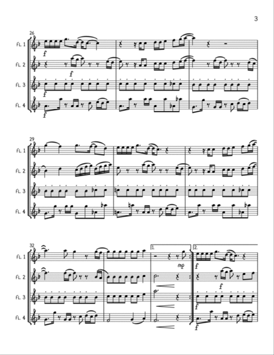 Murder On The Dancefloor Flute Quartet scores gallery preview page 3