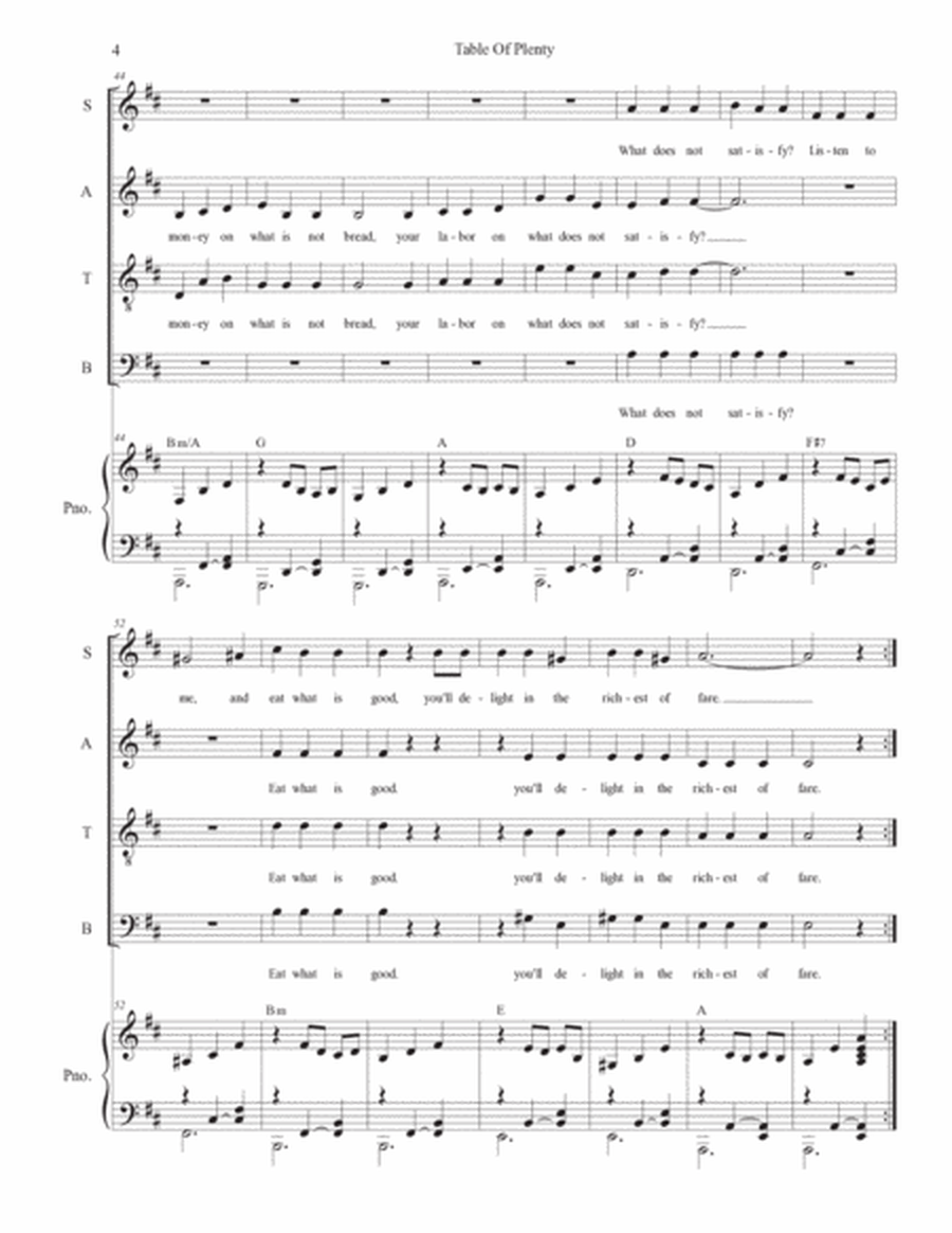 Table of Plenty (SATB) image number null