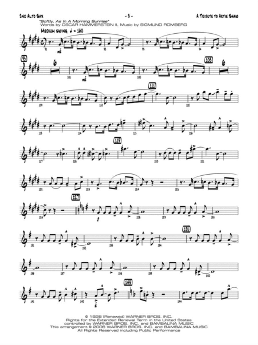 A Tribute to Artie Shaw: 2nd E-flat Alto Saxophone Jazz Ensemble scores gallery preview page 3