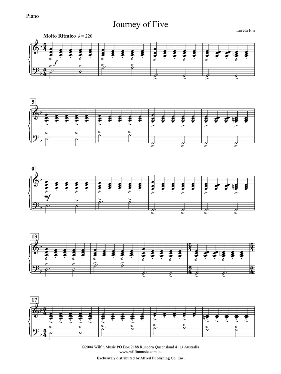 Journey of Five: Piano Accompaniment