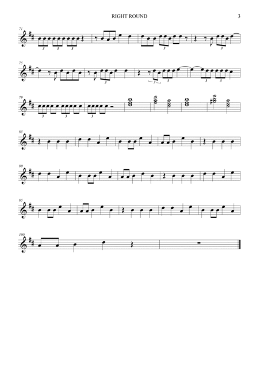 Right Round Tenor Saxophone scores gallery preview page 3