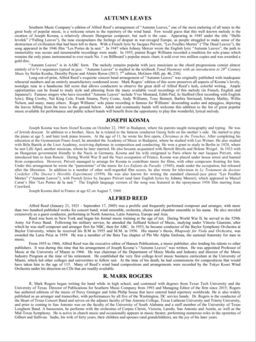 Autumn Leaves (Les feuilles mortes) - Full Score Concert Band scores gallery preview page 2