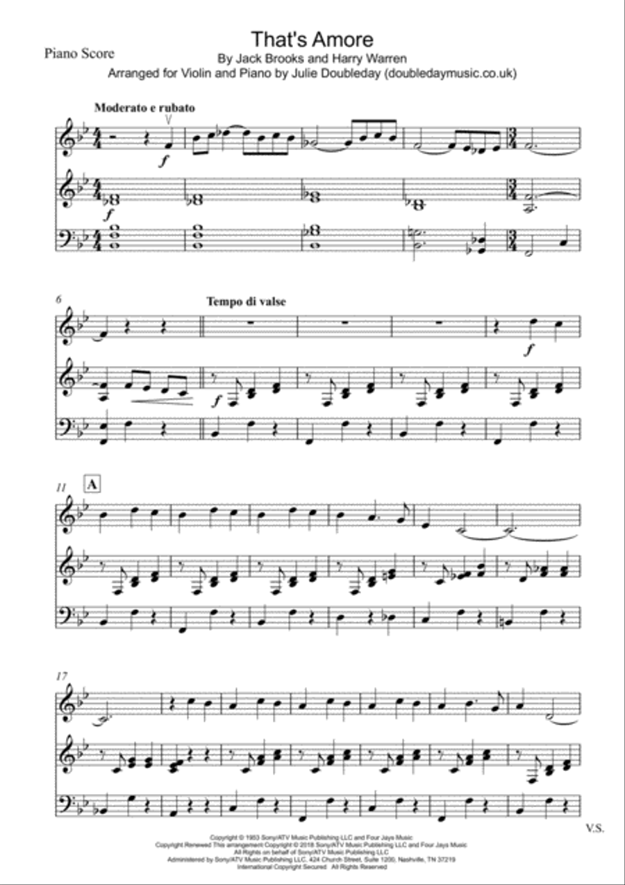 That's Amore (that's Love) That's Amore (that's Love) Violin Solo scores gallery preview page 1