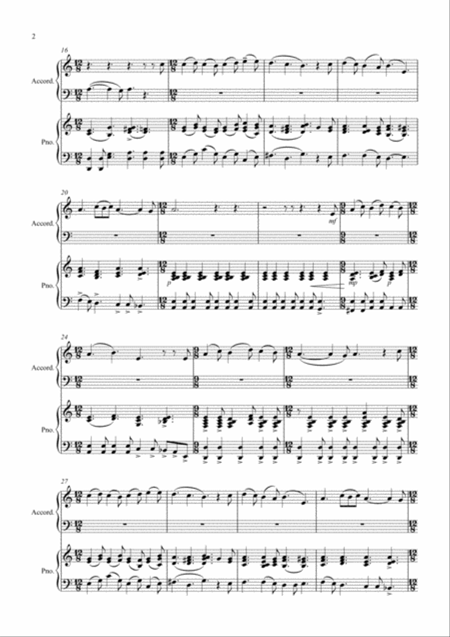 The Angel Gabriel for Accordion and Piano Piano scores gallery preview page 2