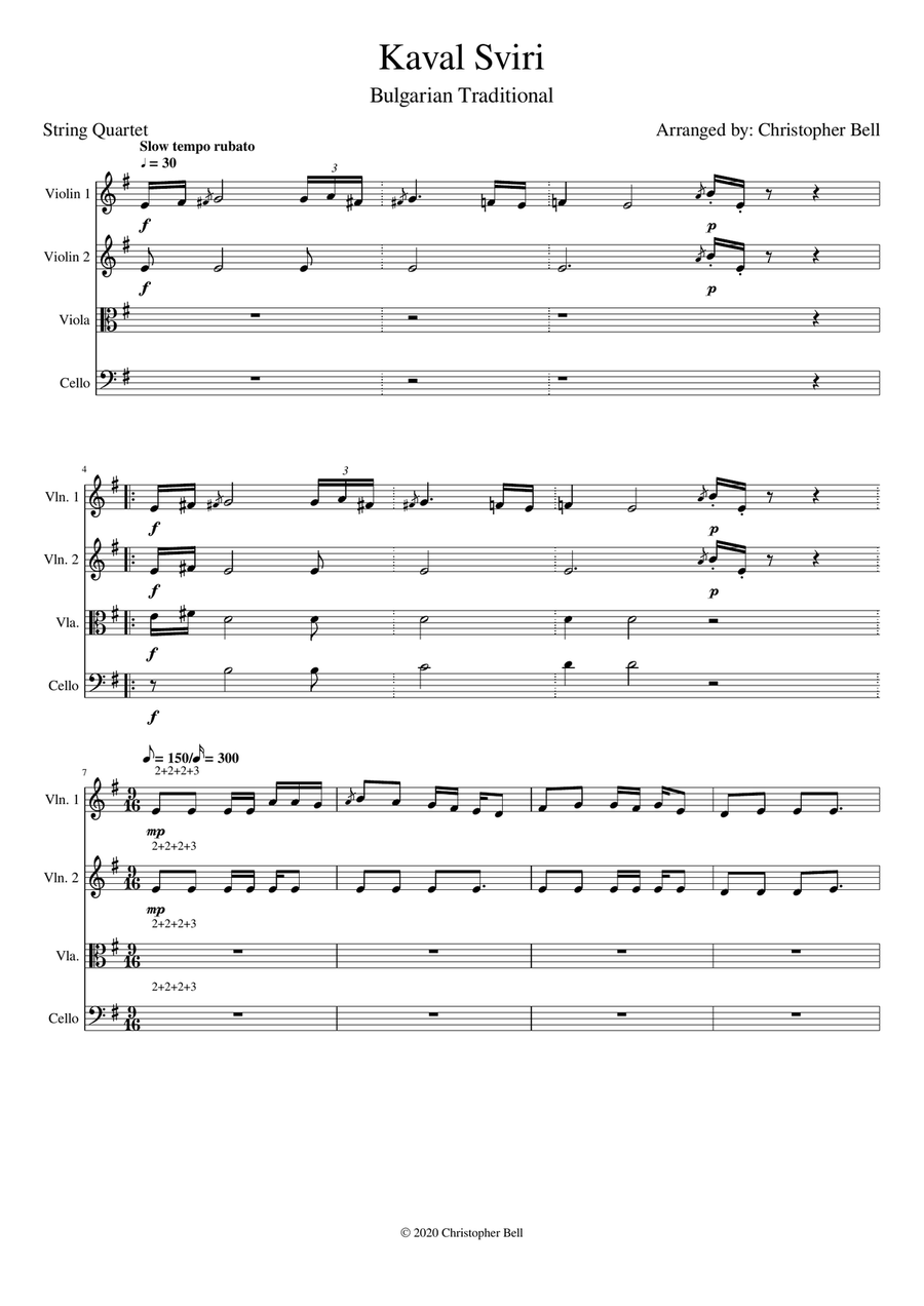 Kaval Sviri - For String Quartet image number null