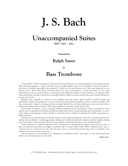Unaccompanied Suites for Bass Trombone
