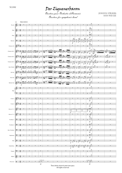 Overture from the opera Der Zigeunerbaron, arraged for Symphonic band (score)