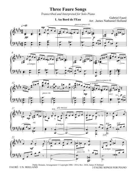 3 Faure Songs Transcribed for Piano image number null