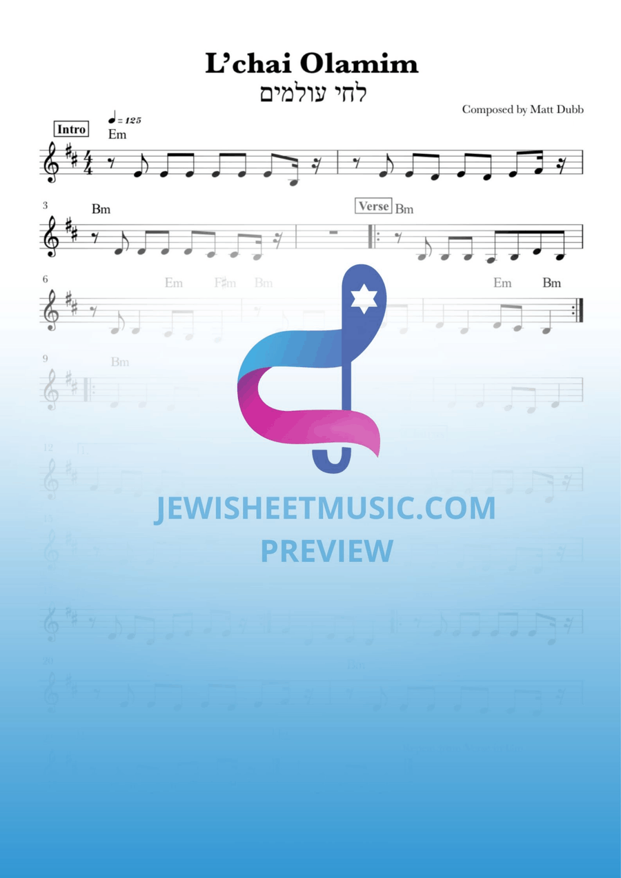 L’chai Olamim tutorial by M. Dubb, M. Shapiro, B. Friedman. Lead sheet with chords Easy Piano scores gallery preview page 1