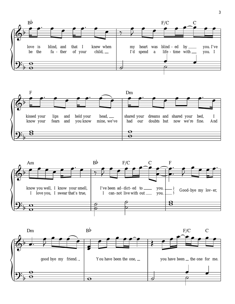 Goodbye My Lover Easy Piano scores gallery preview page 3