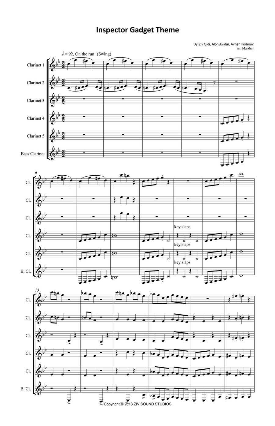 Inspector Gadget Woodwind Ensemble scores gallery preview page 1