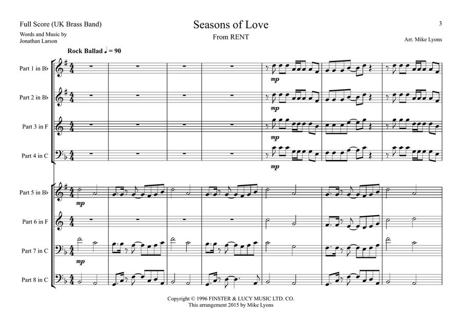 Seasons Of Love Brass Ensemble scores gallery preview page 3