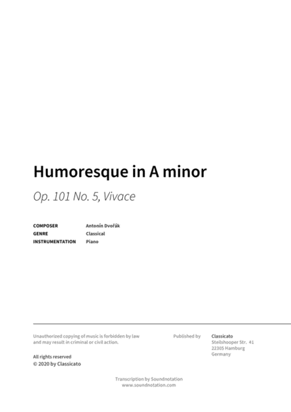 Humoresque in A minor image number null