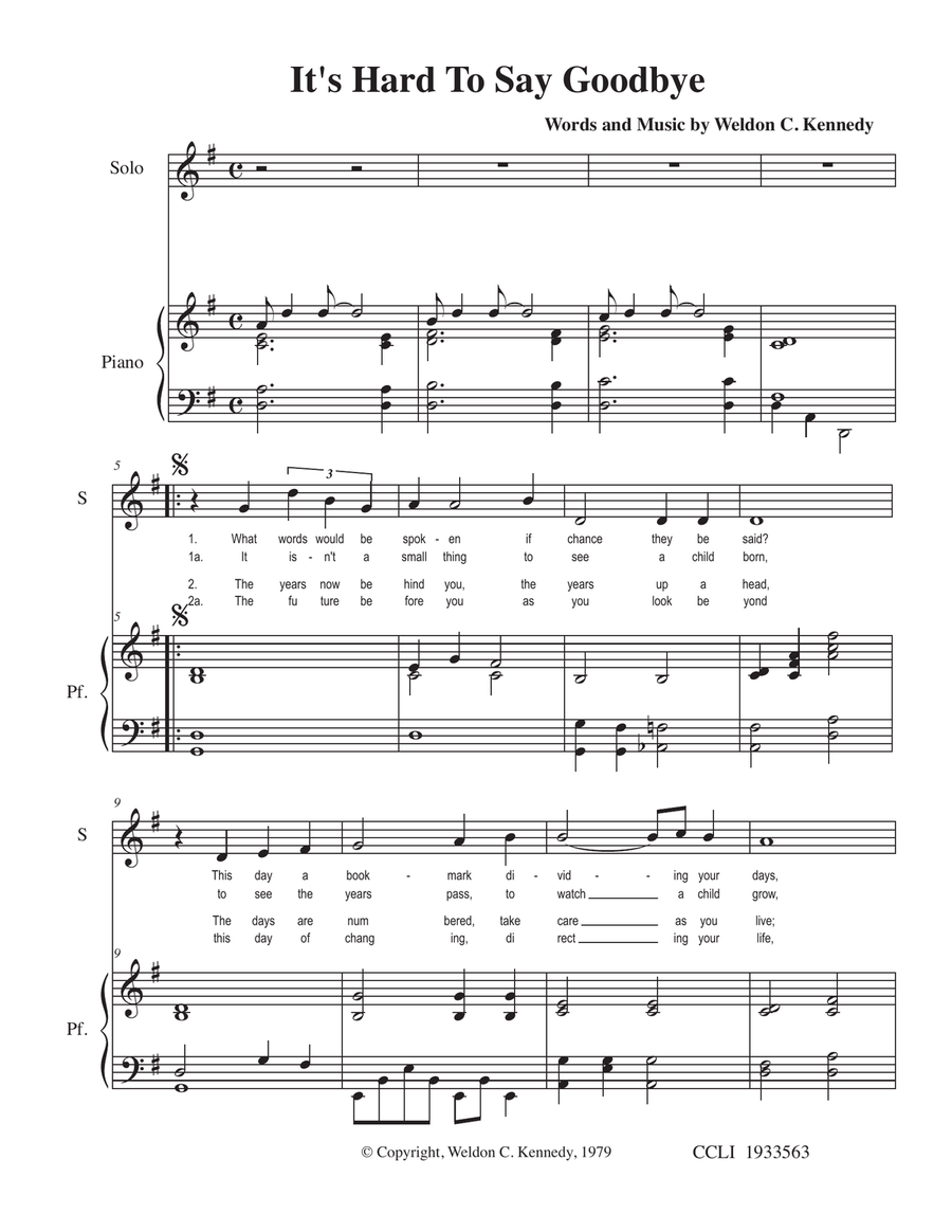 It's Hard To Say Goodbye It's Hard To Say Goodbye Piano, Vocal scores gallery preview page 1