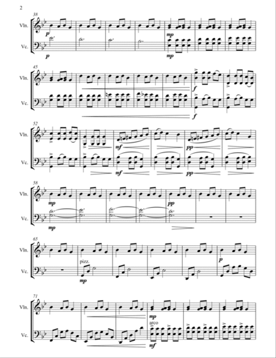 Carol of the Bells - Full Length Violin & Cello Arrangement by The Chapel Hill Duo String Duet scores gallery preview page 3