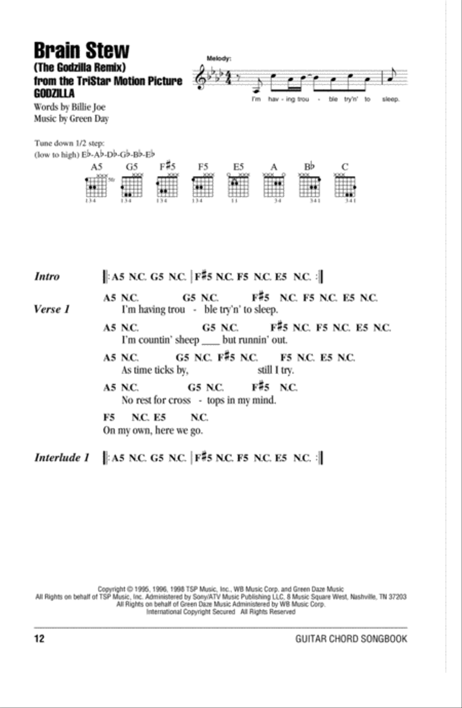 Brain Stew (The Godzilla Remix) Acoustic Guitar scores gallery preview page 1