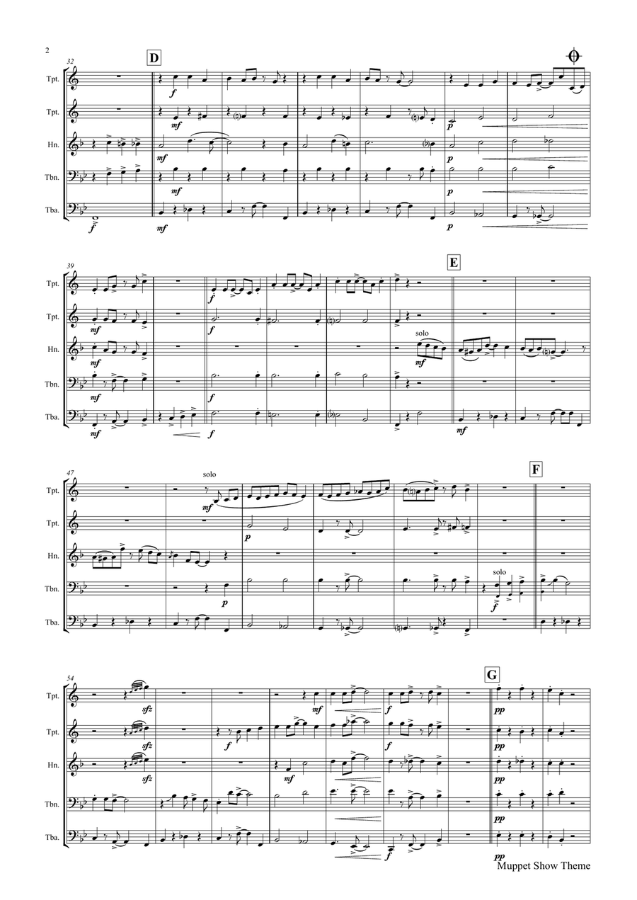 The Muppet Show Theme Brass Ensemble scores gallery preview page 2