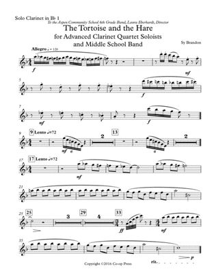The Tortoise and the Hare for Advanced Clarinet Quartet Soloists and Middle School Band - Parts