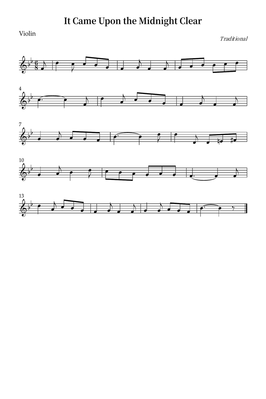 It Came Upon the Midnight Clear Violin Solo scores gallery preview page 1