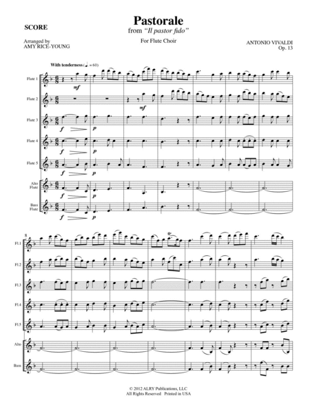 Pastorale from II pastor fido, Opus 13 for Flute Choir