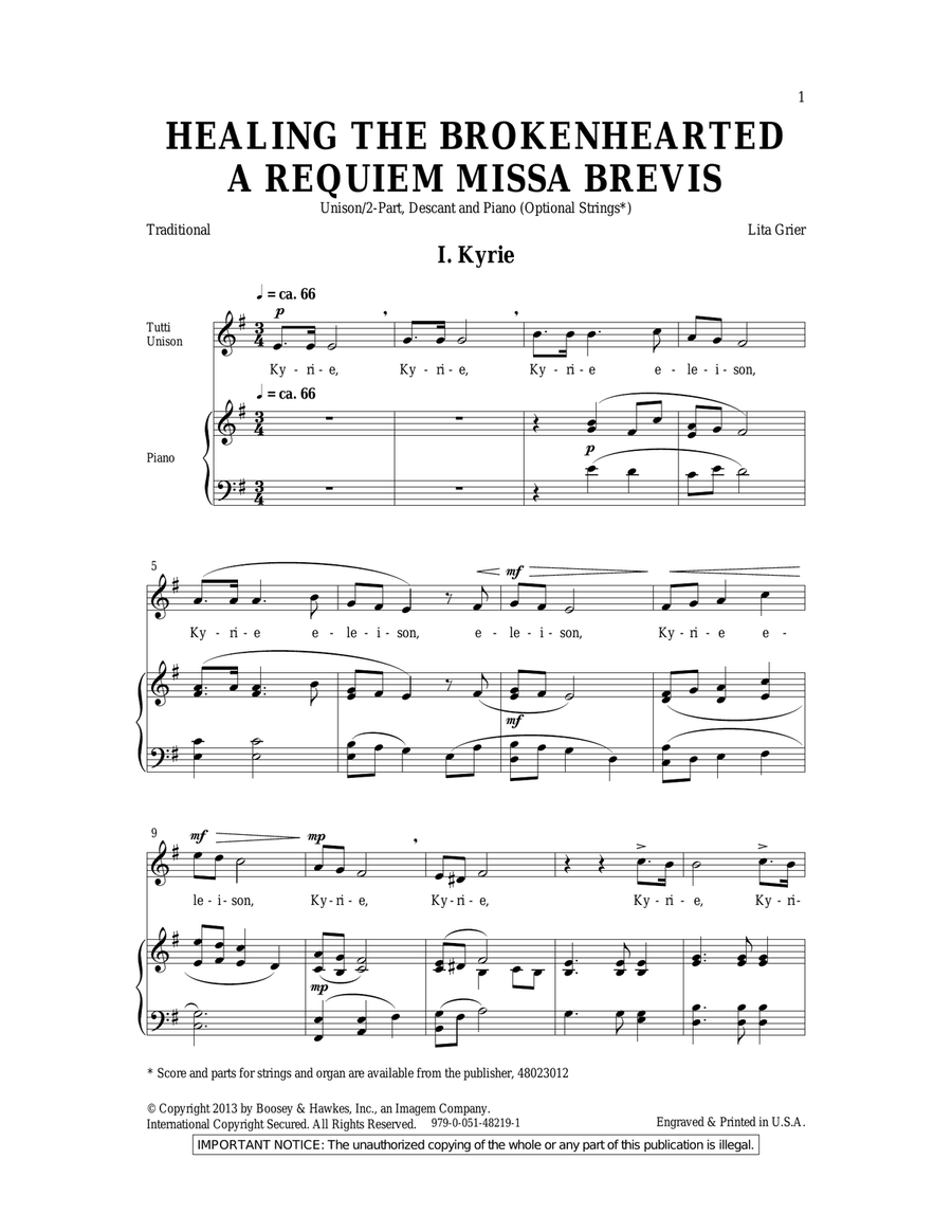 Healing The Brokenhearted (A Requiem Missa Brevis) SSA scores gallery preview page 1