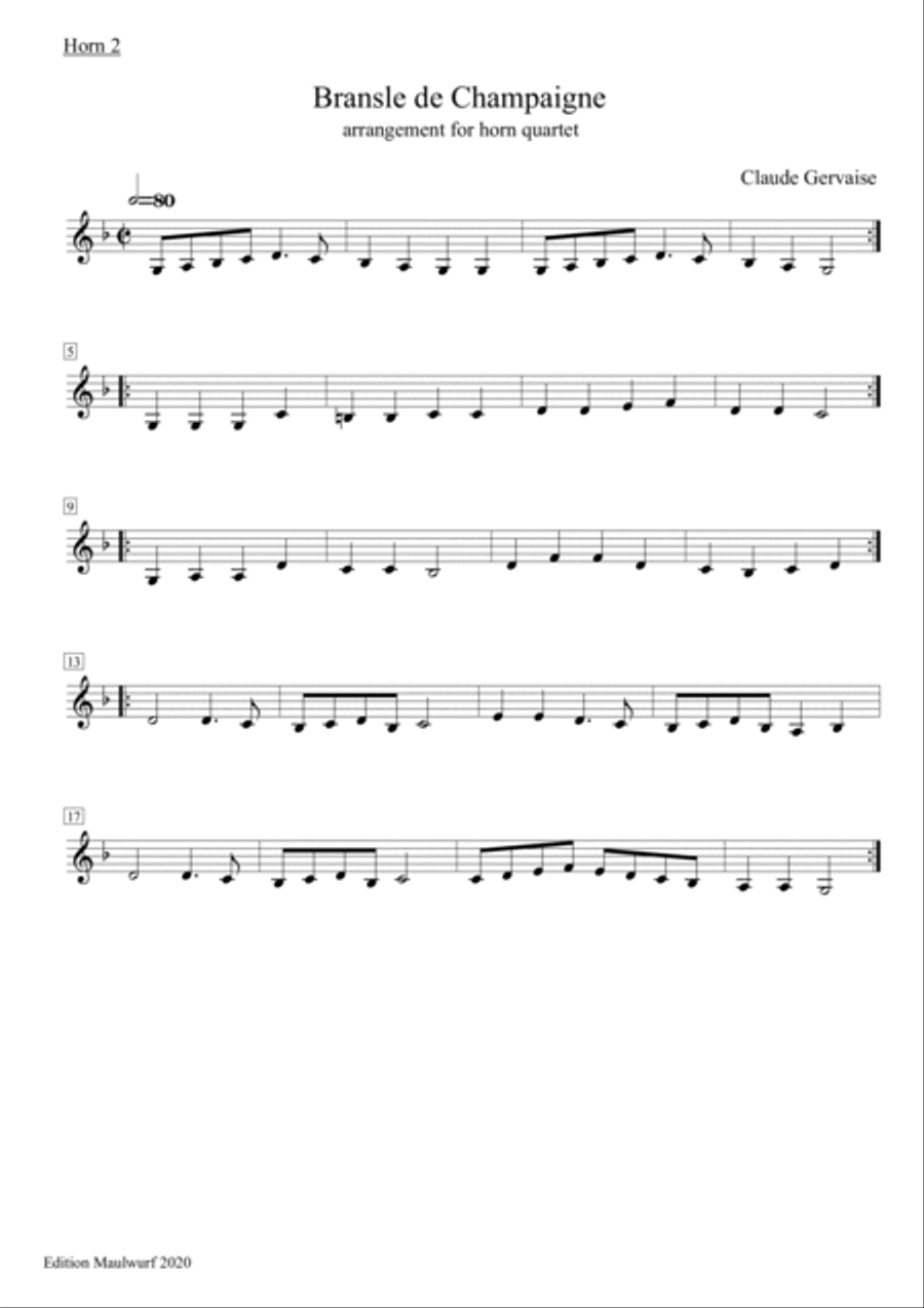 Bransle de Champagne Bransle de Champagne Brass Quartet scores gallery preview page 3