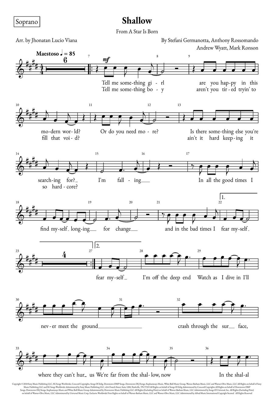 Shallow A Cappella scores gallery preview page 6