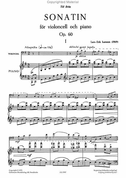 Sonatin for violoncell och piano