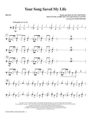 Your Song Saved My Life (from Sing 2) (arr. Mark Brymer) - Drums