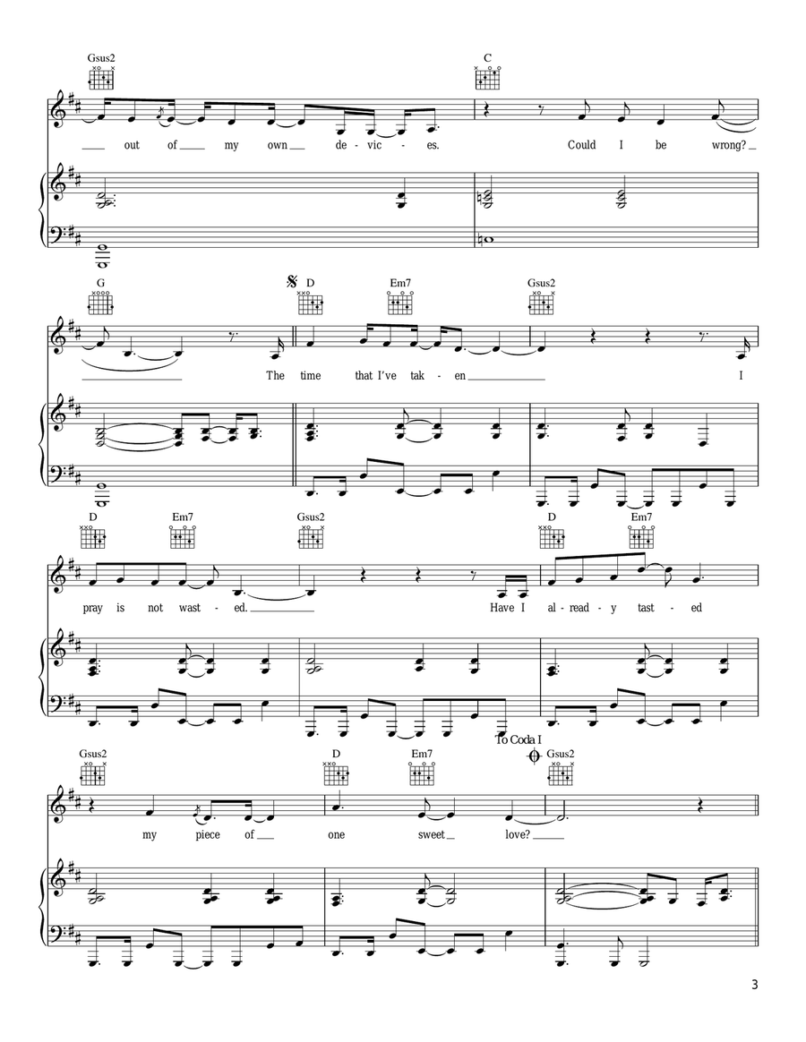 One Sweet Love One Sweet Love Piano, Vocal, Guitar scores gallery preview page 3