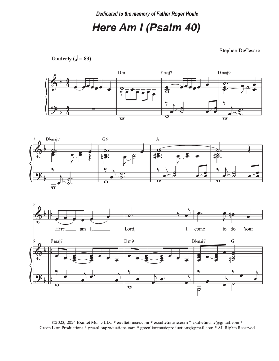 Here Am I (Psalm 40) (Vocal solo) Here Am I (Psalm 40) (Vocal solo) Piano, Vocal scores gallery preview page 1