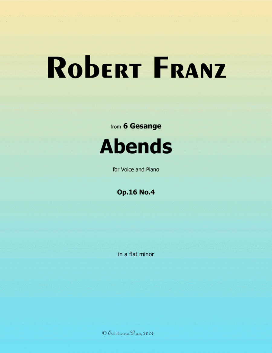 Abends, by Robert Franz, in a flat minor Voice scores gallery preview page 1