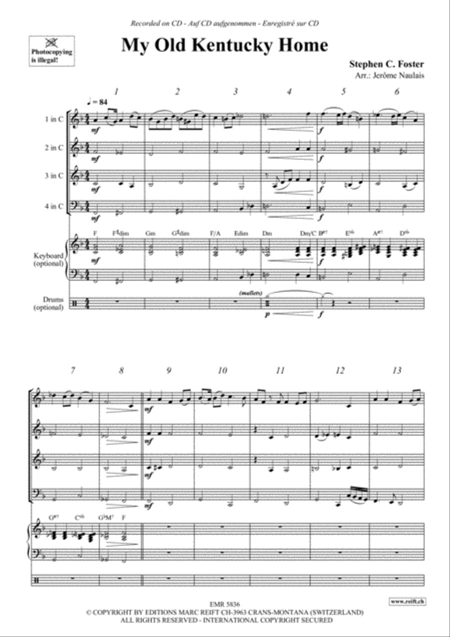 My Old Kentucky Home Concert Band scores gallery preview page 3