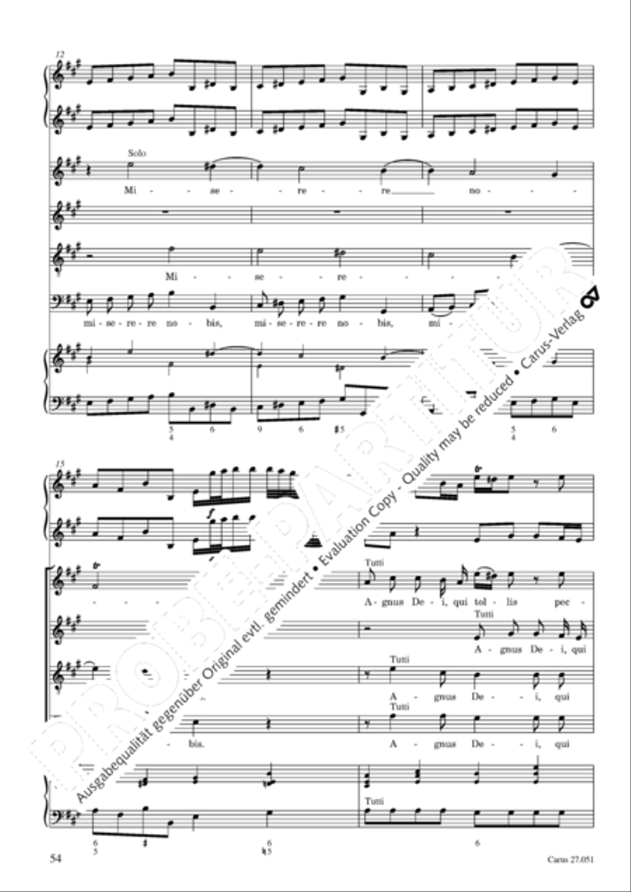 Missa in A Major 4-Part scores gallery preview page 55