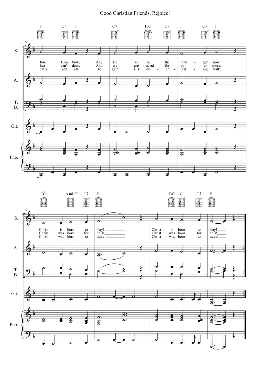 Good Christian Friends, Rejoice! 4-Part scores gallery preview page 3