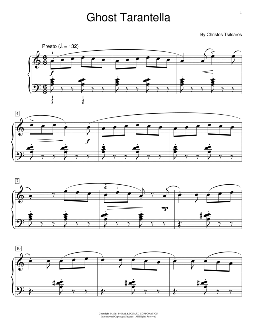 Ghost Tarantella Ghost Tarantella Piano Method scores gallery preview page 1