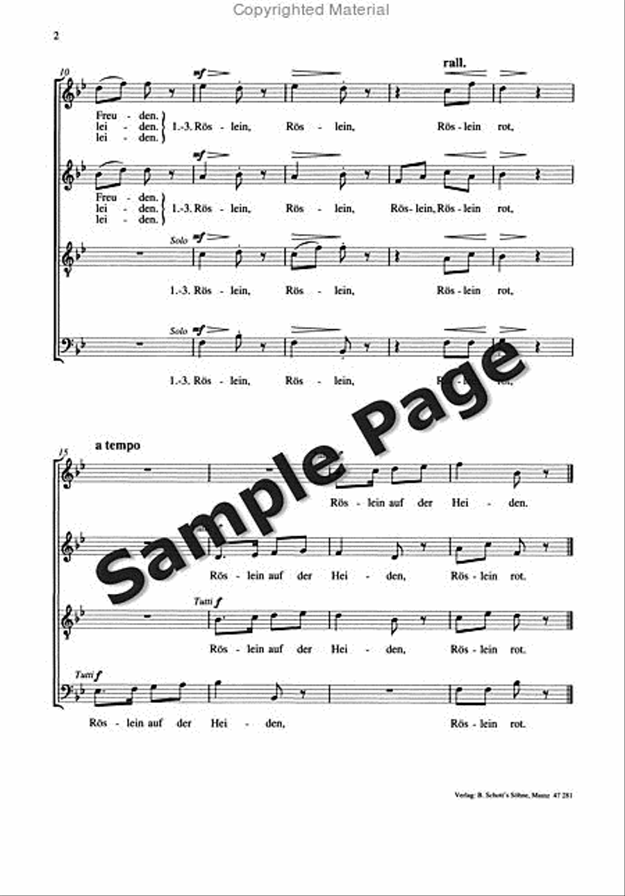 Hauptmann M Heidenroeslein Op25/4 4-Part scores gallery preview page 3