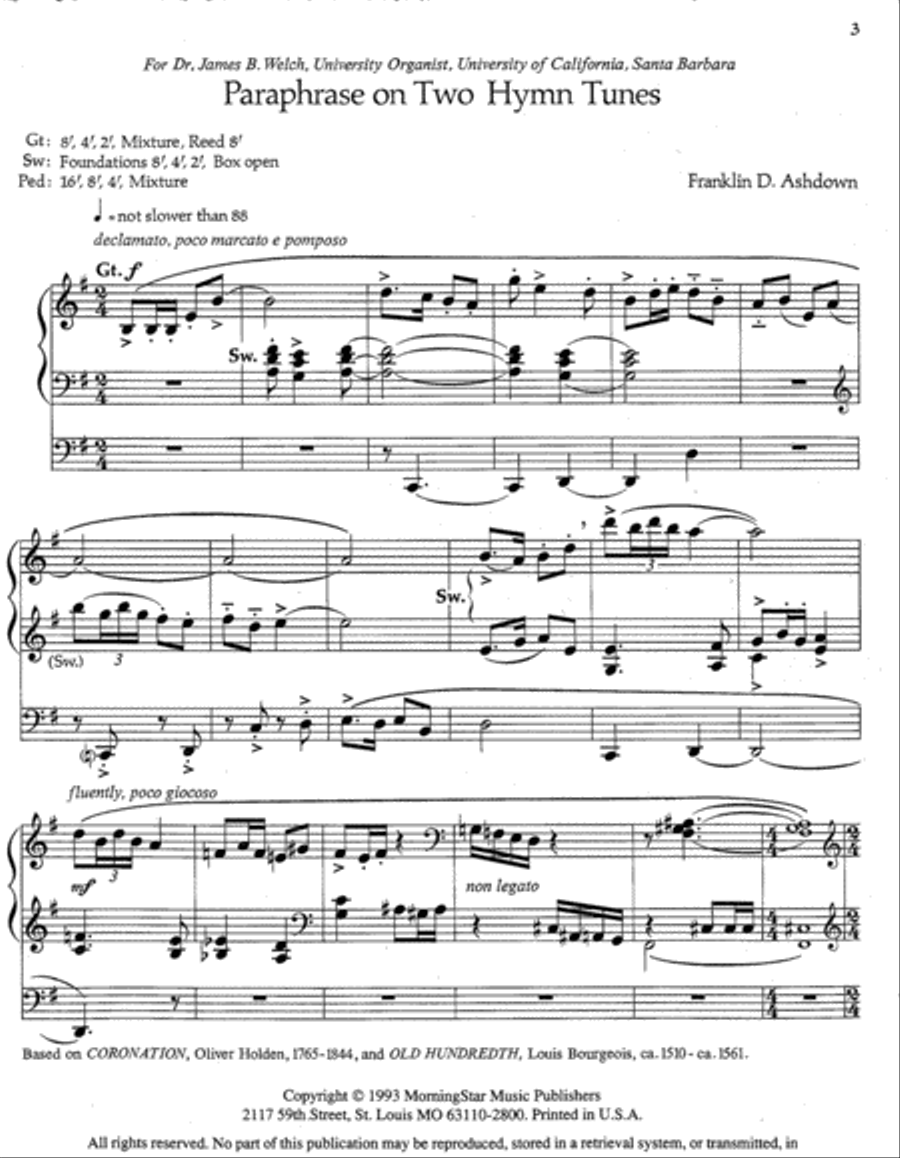 Paraphrase on Two Hymn Tunes Organ scores gallery preview page 2