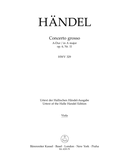 Concerto grosso A major, Op. 6/11 HWV 329