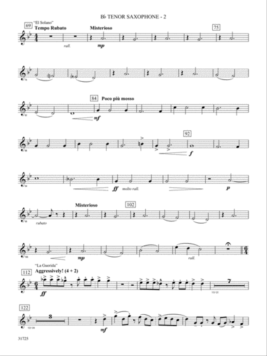 Iberian Escapades: B-flat Tenor Saxophone Concert Band scores gallery preview page 2